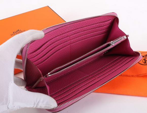 1:1 Quality Hermes Togo Leather Perforated Zippy Wallet 9032 Roseo Replica - Click Image to Close